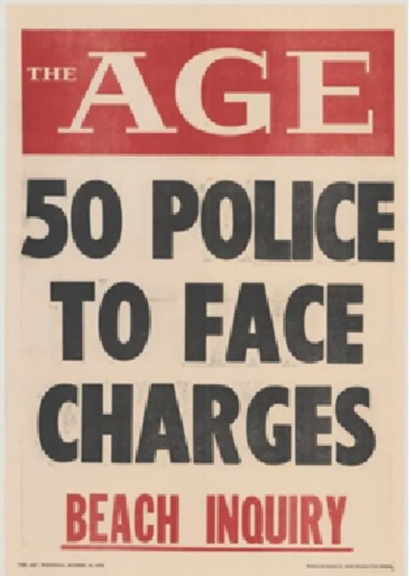 50 Police to face Charges - Beach Inquiry Age 13-Oct-76 — Great Bookie Robbery, Melbourne 1976 crime gangs